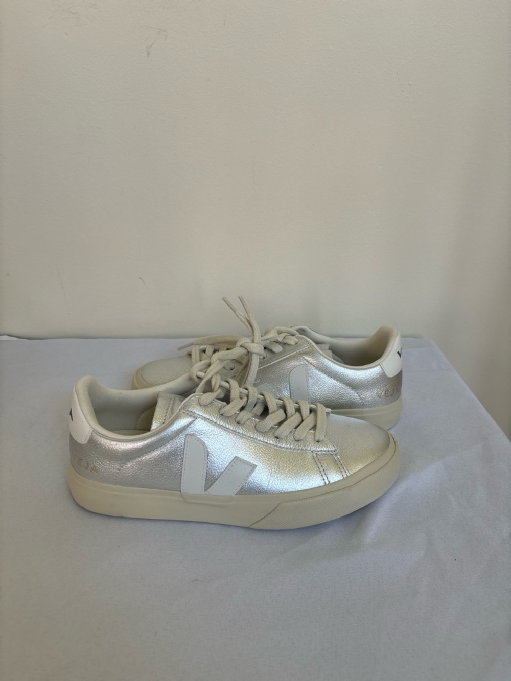 Veja Campo Leather Silver White Sneakers size 7 eu38 Womens new